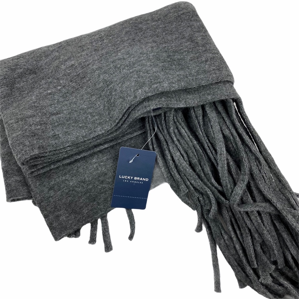 NWT LUCKY BRAND Grey Marled Knit Scarf - Picture 5 of 8